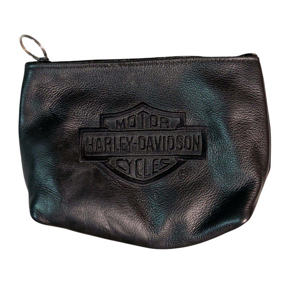 Vintage Harley Davidson Belt Bag Leather Zip Pouch Biker Chick Vacation Travel